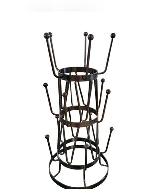 Mug Tree Rack Black Metal 15 Cup Holder Coffee Mug Stand Countertop Organizer